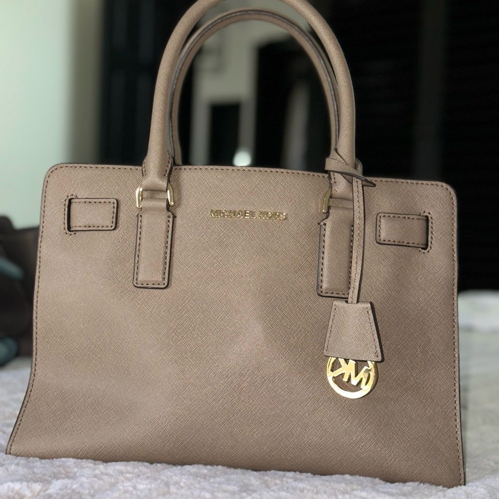 Michael Kors Tan Satchel with Gold Hardware